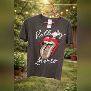 The Rolling Stones Gray Tee with Red and White Logo